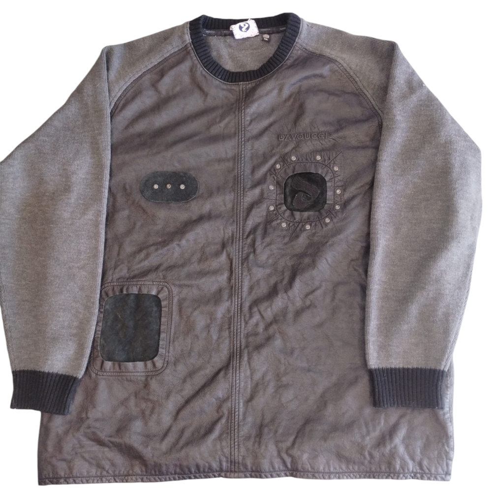 Davoucci Vintage Leather & Wool Blend Sweater